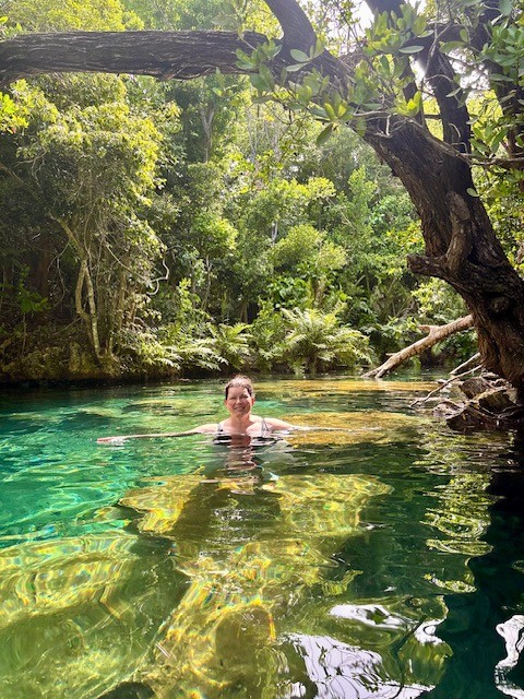 Swimming in a lagoon at Tortuga Bay in Punta Cana